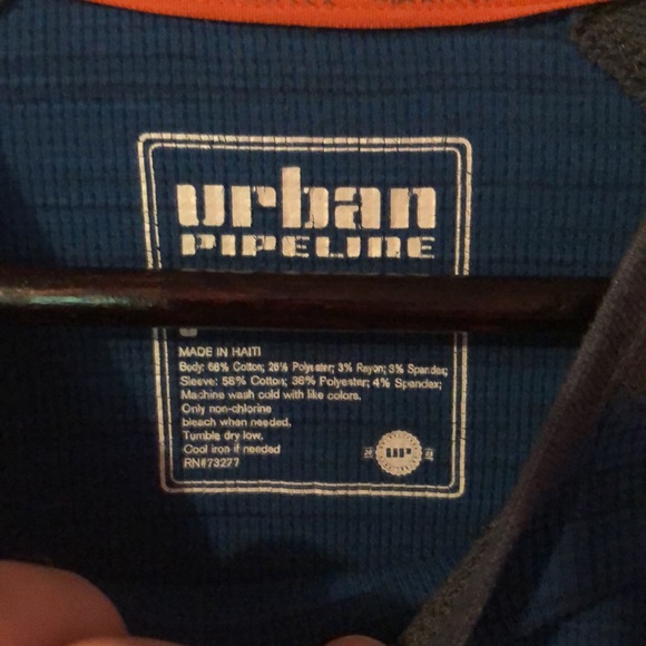 Urban Pipeline Maxflex Blue & Gray Long Sleeve Waffle Knit Shirt Mens Small S - Picture 15 of 15